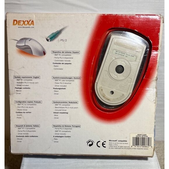 Vintage Dexxa Optical Mouse For IBM PC PS/2 Windows 98/2000/NT with Driver NEW - Picture 4 of 8